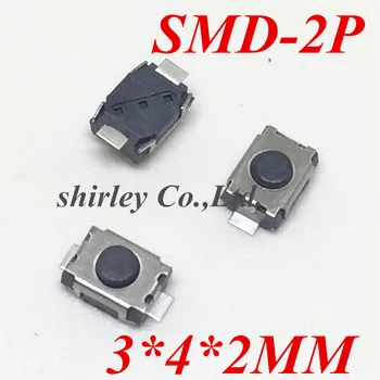 200pcs/lot Micro butonul întrerupător tactil 2pin SMD mic broasca testoasa 3x4x2MM 3*4*2MM singur șrapnel temperatura 2P