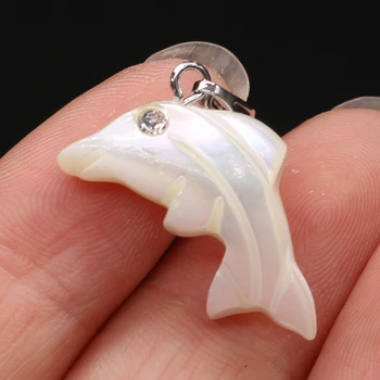 5 BUC Naturale Shell Delfinii Forma Pandantiv 15x25mm DIY pentru a Face Bijuterii Coliere Accesorii Cadouri pentru Femei