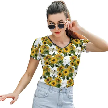Floarea-Soarelui T Shirt De Imprimare Doamnelor Noua Moda T-Shirt Moda Strazii Maneci Scurte Gât O Poliester Tricou