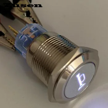 Zusen 19mm iluminate corn simbol moment push buton comutator(ZS19F-11DT/W/12V/N cu iluminat corn d
