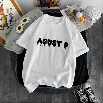 Noua versiunea coreeană de KPOP Agust D imprimate T-shirt D-2 album Unisex T-shirt Yoongi tricou haine Adolescente cool y2k topuri goth