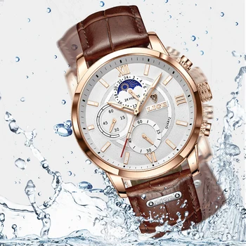 Ceasuri Barbati 2021 LIGE Top Brand de Lux Ceas Casual Piele Ceas Pentru Bărbați Sport Impermeabil Cuarț de 24 de ore Faza de Luna Reloj Hombre