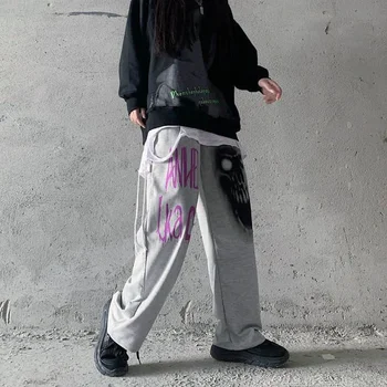 Drept Pantaloni Pentru Bărbați Și Femei 2022 Coreea de Sud Întuneric High Street Graffiti Scrisoare de Imprimare Wide-legged Wild Street Style