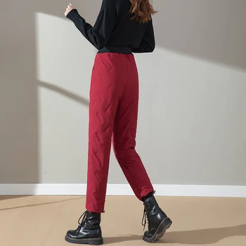 Iarna Talie Mare Plus Gros Cald Pantaloni Femei Casual Slim Dimensiuni Mari Bumbac Căptușit Pantaloni Streetwear Solid Jogging Pantaloni De Trening