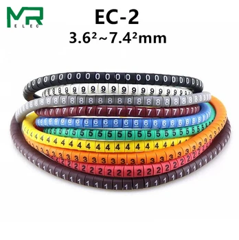 500PCS CE-2 Cablu de Sârmă Marker de la 0 la 9 Pentru Cablu de Dimensiune 4 mmp Colorate