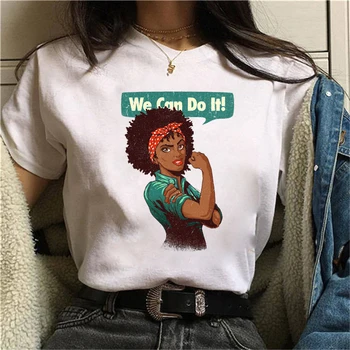 ZOGANKIN Rece Melanina Fata Negru Print Feminin, O-Neck T-shirt Harajuku Femei Vara Hip-Hop din Bumbac Tricou Tricou Topuri