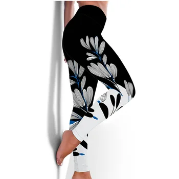 WANXYASL femeii Plus Dimensiunea S-3XL Jambiere tipar Digital Yoga Pantaloni cu Talie Înaltă Hip Sport, Jambiere Hip Fitness Pantaloni Femei