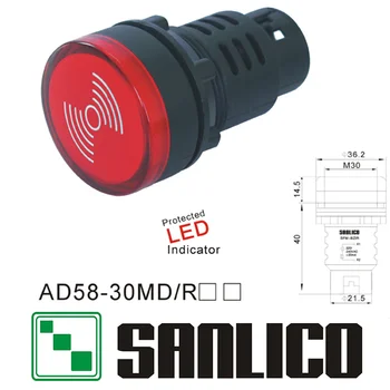 Flash LED buzzer protejate Indicator LED AD58(AD 16 AD22 AD11 AD17)-30MD/R de Montare diametru 30mm