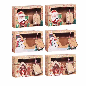 3pcs Crăciun Cadou Caseta de Hârtie Kraft Cutie de Bomboane Cookie-uri Biscuit Saci de Crăciun Favoruri Decor de Crăciun Decoratiuni Partid 2022 Anul Nou