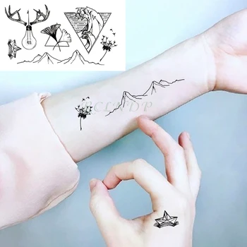Impermeabil Tatuaj Temporar autocolant pe ureche cu degetul notă muzicală pasăre stele linie de baleiaj henna tatuaj flash tatuaj fals pentru femei 24