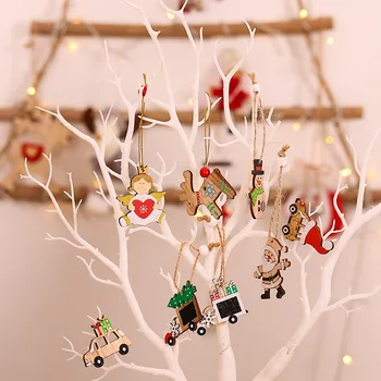 12pcs Crăciun Crăciun Înger de Lemn Pandantive Decor de Crăciun pentru Petrecere Acasă DIY Decorare de Craciun pentru Copii Cadouri de Anul Nou 2022