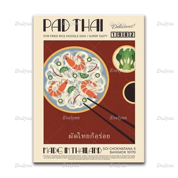 Bucatarie moderna Decor Panza Poster Japonia, Vietnam Alimente pictura Pho Thai Pad Tacos Humus Camera de zi de Decorare Perete Printuri de Arta