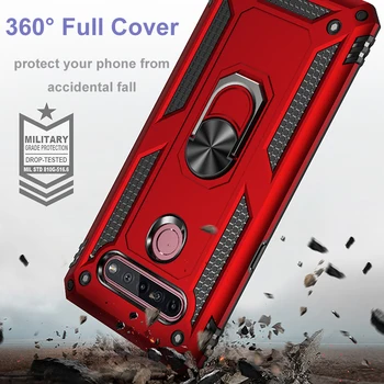 Telefon Mobil de lux cazul Inel Magnetic Armura pentru LG K50S K51 Q51 Q61 K61 Q630 K40S K51S K92 5G K53 K22 capacul din Spate cu suport