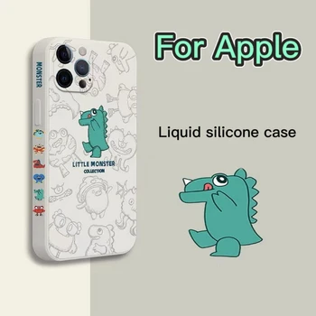 Animale de Desene animate drăguț Dinozaur Lichid carcasele de Silicon Pentru Apple iPhone 6 6s 7 8 plus X Xr Xs 12 11 Pro Max 12 mini SE 2020 de Acoperire