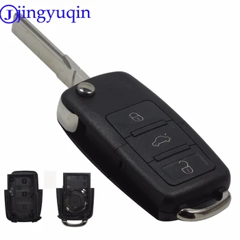 Jingyuqin 3 Butonul de Flip-Telecomanda Cheie Auto Caz Shell Pentru Volkswagen VW Jetta Golf, Passat, Beetle Polo Bora Netăiat Lama Blank-Cheie Fob