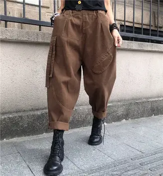 Nouă Epocă de Streetwear Cross-pantaloni Femei Salopeta Harem Pantaloni Casual de Primavara 2022 Mozaic Bumbac Pantaloni Largi Femei Pantaloni