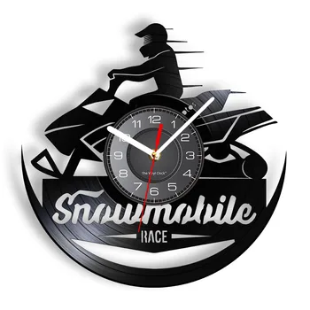 Cursa cu snowmobilul Ceas de Perete De Vinil Albumul Re-propusese Record Sneeuwscooter Snowbike Curse Luminoase, ceasuri de Perete Decor Modern