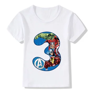 Nou Stil Marvel, Baby Boy Fata de mulți ani Număr de 1-9 Copii T-shirt Avenger jocul Hulk, Iron Man Print T-shirt