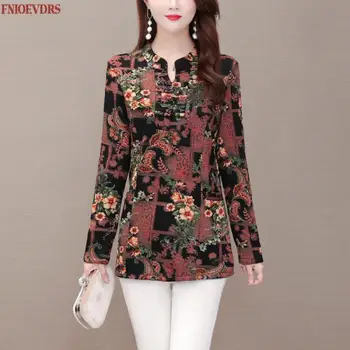 New Sosire Primăvara anului 2021 coreeană de Moda de Îmbrăcăminte pentru Femei de Moda de Epocă, Plus Dimensiune L-5xl Florale Imprimare Elegant Bluza Peplum 1111