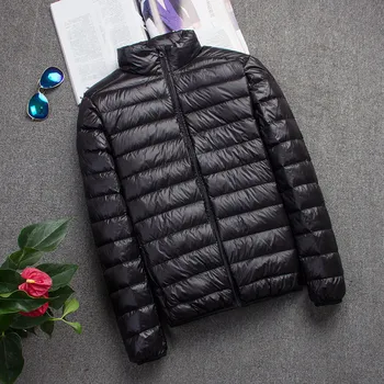 Scurta cu Gluga de Brand de Moda Geaca de Iarna pentru Tineret Slim Ultra-subțire de Lumină de Mare pentru Bărbați Jachete Jos Ușoare de Toamnă Haina Noua W