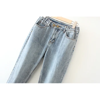 Plus Dimensiune Femei XL-8XL Jeans Drept Talie Înaltă, Subțire, Lung, din Denim Pantaloni