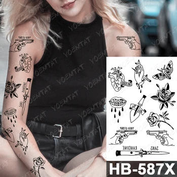 Impermeabil Tatuaj Temporar Autocolant Scorpion Spider Rose Foc De Școală Veche Flash Tatuaje Rosu Body Art Brațul False, Tatuaj Femei Bărbați