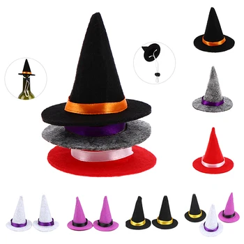 1/2 buc 1:12 1/6 casă de Păpuși în Miniatură Mini Simțit Pălării de Vrăjitoare De Halloween Papusa Casa Decor Papusi Accesorii Copii Jucarii