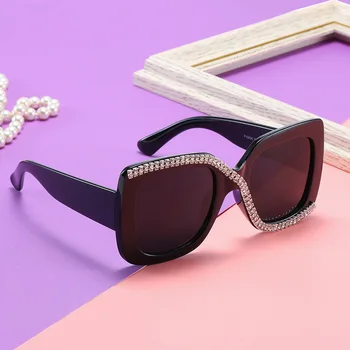 Moda Pătrat Cristal de Diamant ochelari de Soare pentru Femei 2021 Nou de Lux de Brand Designer de Mare Cadru Unic Gradient Negru Ochelari de Soare