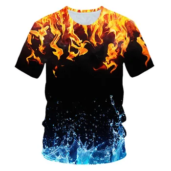 Băieți Și Fete 3D Imprimate T-shirt Blue Flame Vara Desene Animate pentru Copii Îmbrăcăminte 2021 Haine Casual Confort tricou
