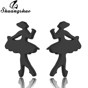 Shuangshuo Drăguț Mic de Balet Fete Cercei pentru Femei, Copii Moda Bijuterii Oțel Inoxidabil Cercei Stud Elegant Lux Știfturi de Ureche