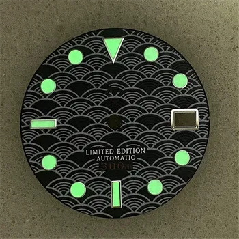 28.5 MM Cadran de Ceas pentru SKX007 NH35/4R36 Ceas Mișcarea Modificarea Reper w/ Verde Luminos