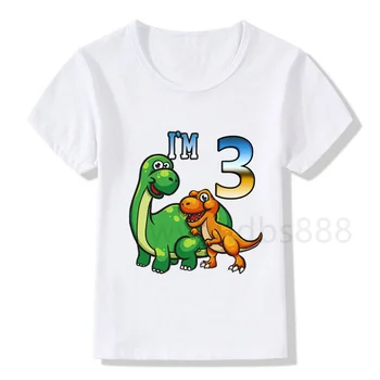 Copii, Băiat Ziua de naștere Petrecere Dinozaur T-shirt Băiat Dinozaur 1-9 Număr de Ziua de nastere de Imprimare T-shirt Fată Băiat Amuzant Cadou tricou Cadou