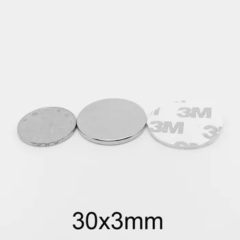 1~20BUC 30x3 mm Disc Puternici Magneți din Neodim Cu 3M Bandă Dublu-Adezivă 30x3mm Rundă de pământuri Rare Magnet 30*3