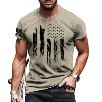 Moda Vara Steagul American de Imprimare 3D pentru Bărbați Tricou O-Gat Maneci Scurte Respirabil Liber Supradimensionate de sex Masculin T-Shirt pentru Bărbați Îmbrăcăminte