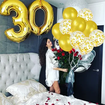 La mulți ani 32inch Folie Numărul de Balon Seturi de Nunta Trandafir de Aur Confetti Baloane Latex Copil de Dus pentru Copii de Ziua Decor Globos