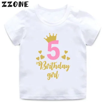 Fata de ziua tricou Drăguț Prințesă Număr de 1-9 Copii T-shirt de Vara Fete pentru Copii Haine Amuzant Cadou de Ziua Copiilor Topuri,HKP2476