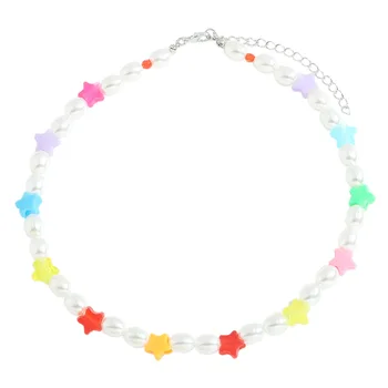 Boho Colorate Smiley Arc Fluture, Inima, Stele De Fructe De Lut Cravată Colier Pentru Femei Fete De Moda Handmade Perle Cap Colier