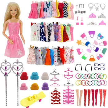 Barbie Set Papusa Barbie Haine Incaltaminte Accesorii Genti Umerase Ochelari se Potriveste 11.8 Inch Barbie Doll&BJD Păpușă,Jucărie Pentru Fete