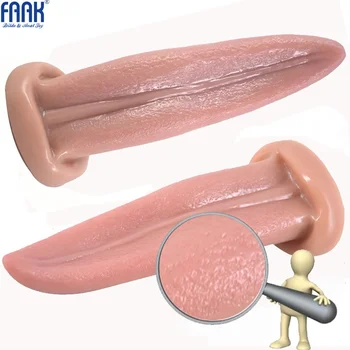 FAAK Anal Plug Realist Limba Dop de Fund de G-spot Stimula Pielea de Culoare Jucarii Sexuale Sex Oral Produse Erotice Suprafață Rugoasă Sex-Shop
