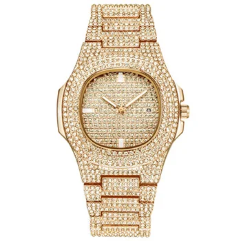2020 Lux Ceas de Aur pentru Bărbați Bling Gypsophila Ceasuri cu Diamante din Oțel Inoxidabil Calendar Cuarț Ceas relogio masculino reloj hombre