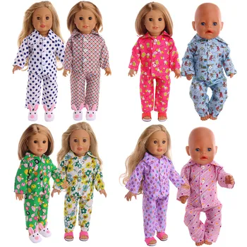 Papusa Haine Florale cu mâneci Lungi Pijamale Potrivite Pentru Toamna se Potrivesc 18Inch Copil &43Cm Născut American Rochie de Până Papusa Cadou de Crăciun