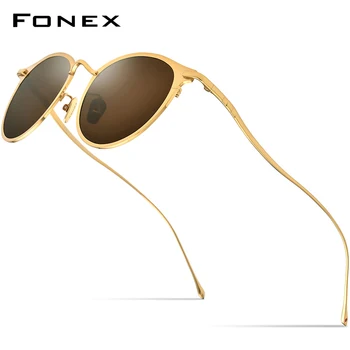 FONEX Titan Pur ochelari de Soare pentru Bărbați de Înaltă Calitate Rotund Polarizat Ochelari de Soare pentru Femei 2019 Nou în Oglindă UV400 Coreea de Ochelari de 8509
