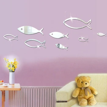Pește 3D Autocolante de Perete DIY Oglindă Autocolant pentru Camera de zi Dormitor Fundal Decorativ Pește Stick Decalcomanii