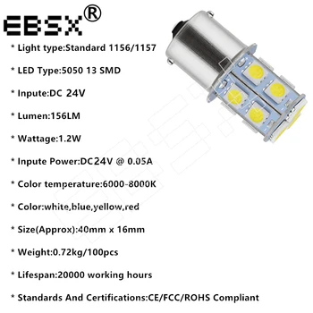 EBSX 300x 1156 Ba15s p21w 13 LED-uri SMD 5050 1157 BAY15D P21/5W Mașină de Semnalizare Coada de Frână Rândul său, Becurile din Spate de Rezervă Lumini 12V Alb