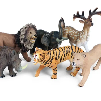 Oenux Animal Sălbatic Jucarii Model Leu, Cerb, Tigru, Elefant Acțiune Figrues Ferma de Capră, Cal, Vacă Jucărie de Învățământ pentru copii
