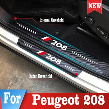 Pentru Peugeot 208 Autocolante Auto Door Sill Prag De Protecție Scuff Placa De Paza Pedala De Decor Capac De Piese Auto Accesorii Coafura
