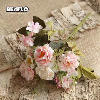 1 Buchet de Flori Artificiale Flori Bujor Trandafir de Ceai Hortensie de Mătase, Flori False flores pentru DIY Home Garden Decor de Nunta