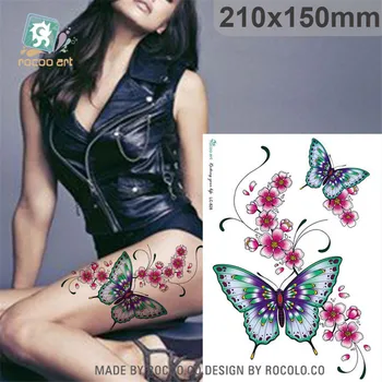 Impermeabil tatuaj temporar autocolant de culoare mici proaspete flori și fluturi tatuaj cu ridicata LC2828
