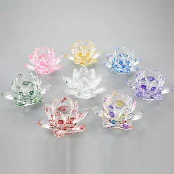 80mm Cristal de Cuarț Floare de Lotus Meserii Sticlă Prespapier Fengshui Ornamente Figurine Acasă Petrecerea de Nunta Decor, Cadouri, Suveniruri