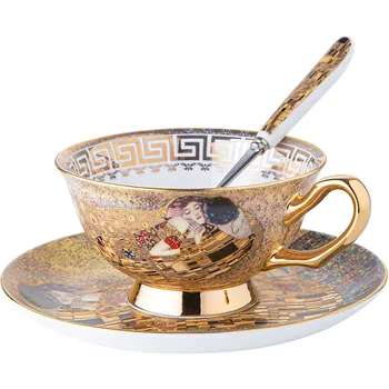 Egiptean Cuplu Stil European Bone China Cafea Ceasca Si Farfurie Set Ceramica Retro Engleză Ceaiul De După-Amiază Set De Ceasca